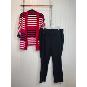 Relativity & Philosophy Stretchable Dotted Pants & Stripe Cardigan Bundle Sz XL